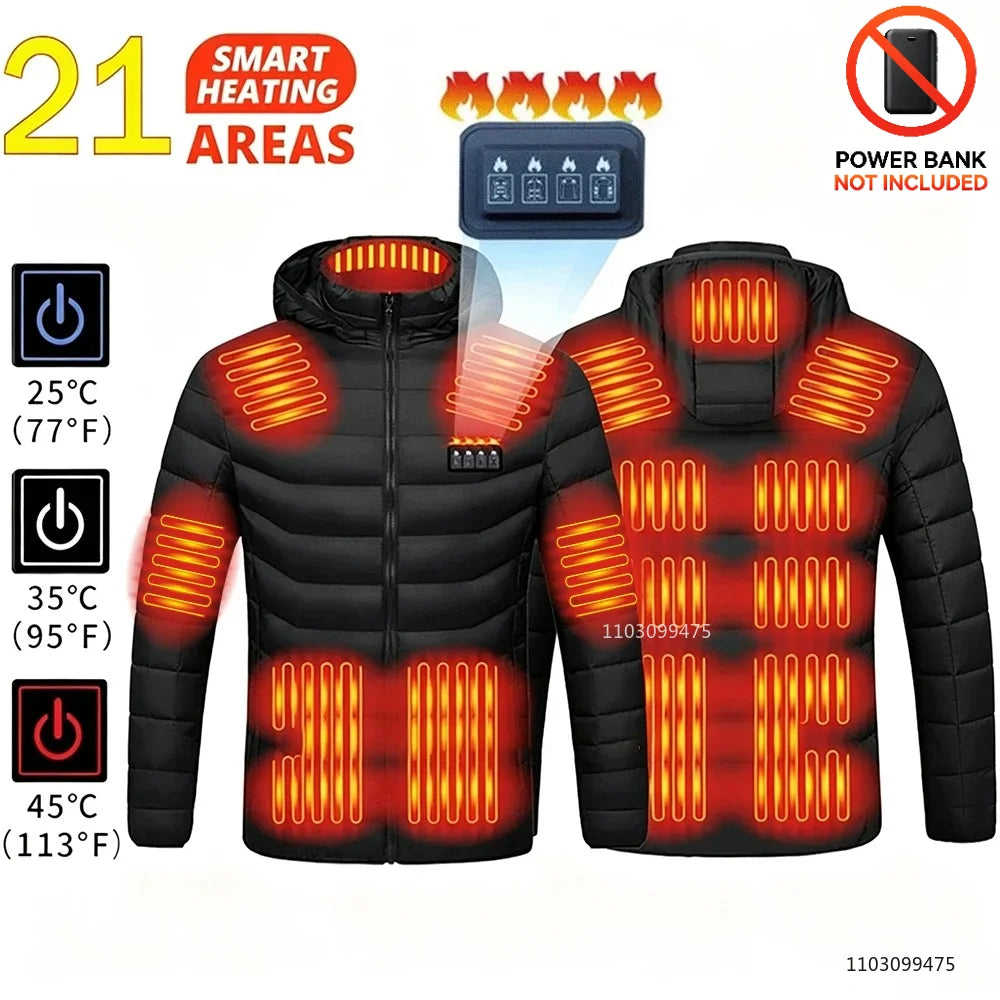 21Areas-jacket-Black Color USB Heated Winter Jacket With Adjustable Temperature