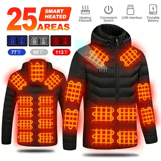 USB Heated Winter Jacket With Adjustable Temperature
